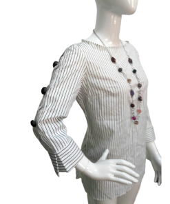 HaloGlow Stripped Button Blouse