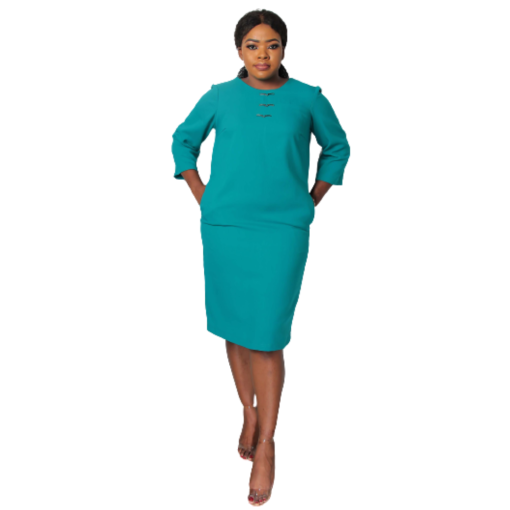 HaloGlow Teal Green Shift Dress